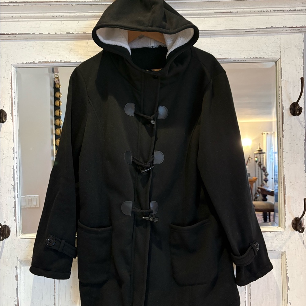 Black Hooded Toggle Coat